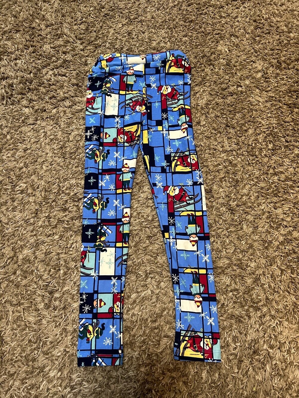 LuLaRoe Blue Holiday Themed Leggings Size Large